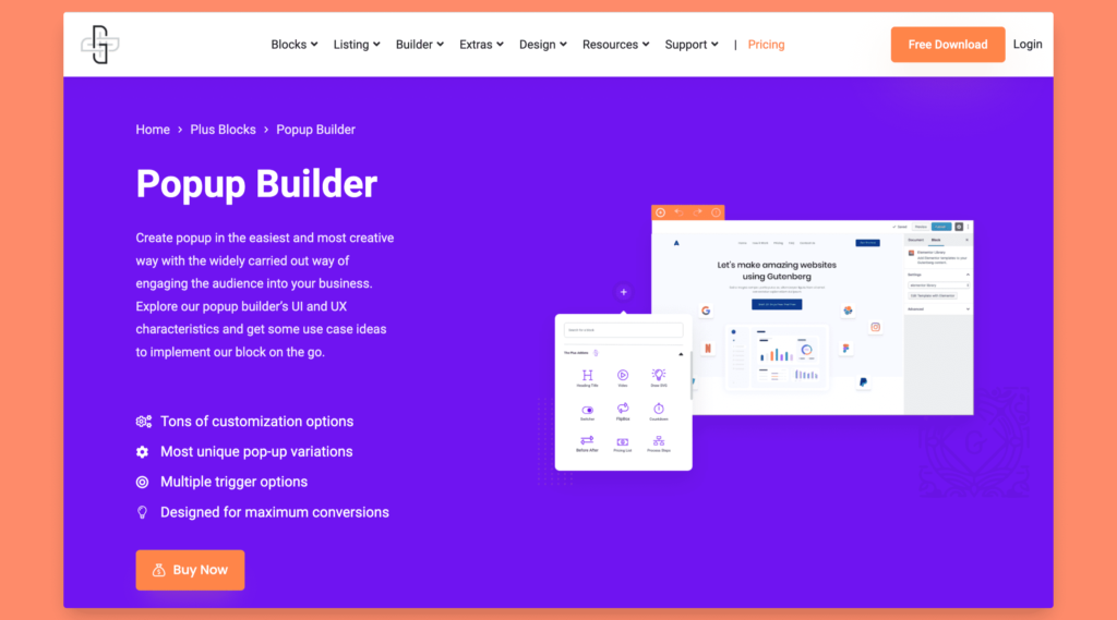Popup Builder from The Plus Addons for Gutenberg