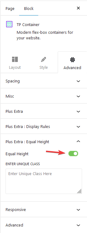 equal height option