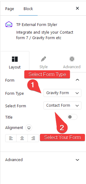gravity form select form
