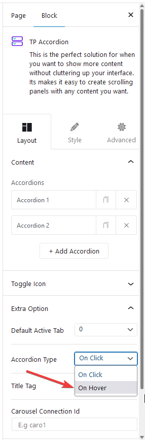 on hover accordion