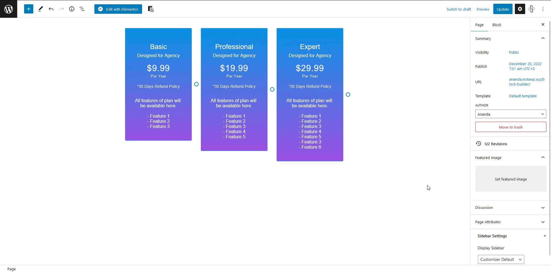 pricing table demo preview