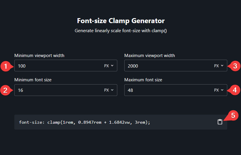 font size clamp generator