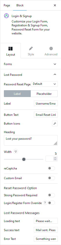 login signup forgot password lost password
