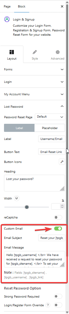 login signup login password reset email
