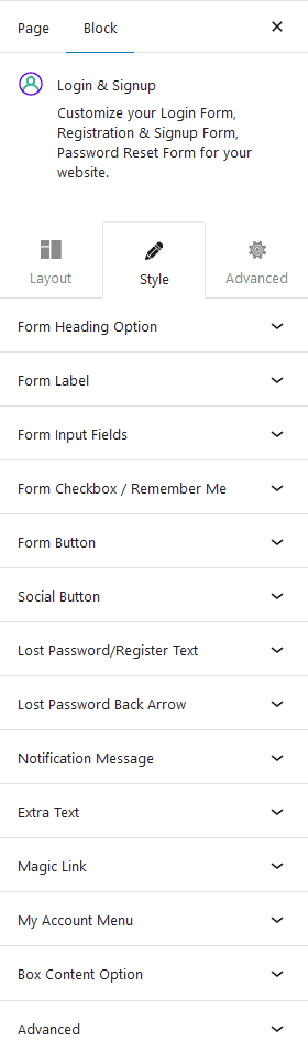 login signup style