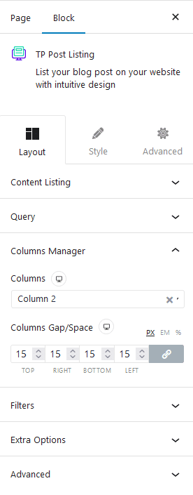 post listing columns manage