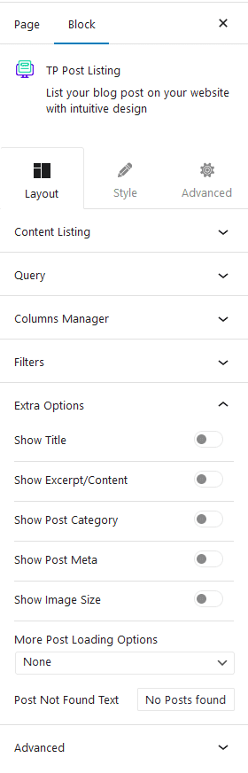 post listing extra options