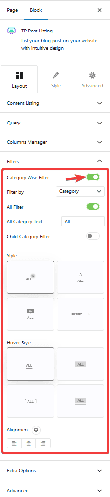 post listing filter