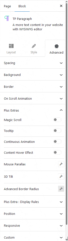 advanced tab continuous animation