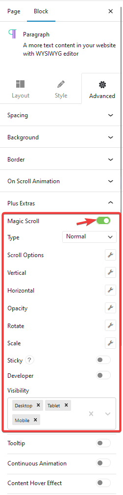advanced tab magic scroll