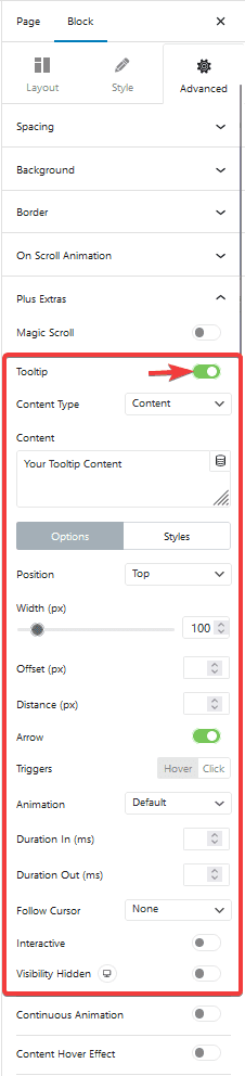 advanced tab tooltip