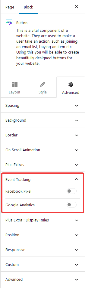 event tracking option