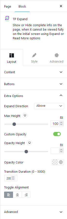expand extra options