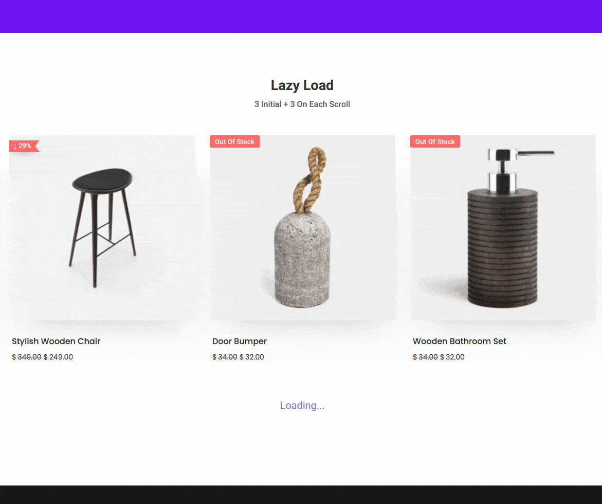 product listing lazy load demo