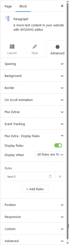 display rules acf text fields
